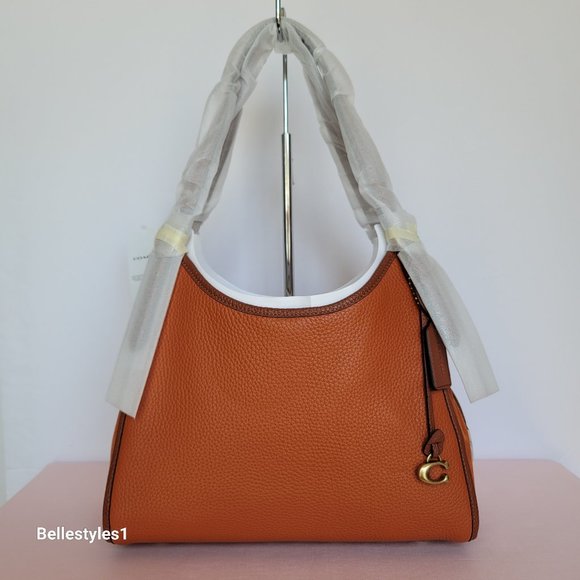 COACH Lori Colorblocked Pebbled Leather & Suede Shoulder Bag- Canyon color⭐ - Picture 1 of 16